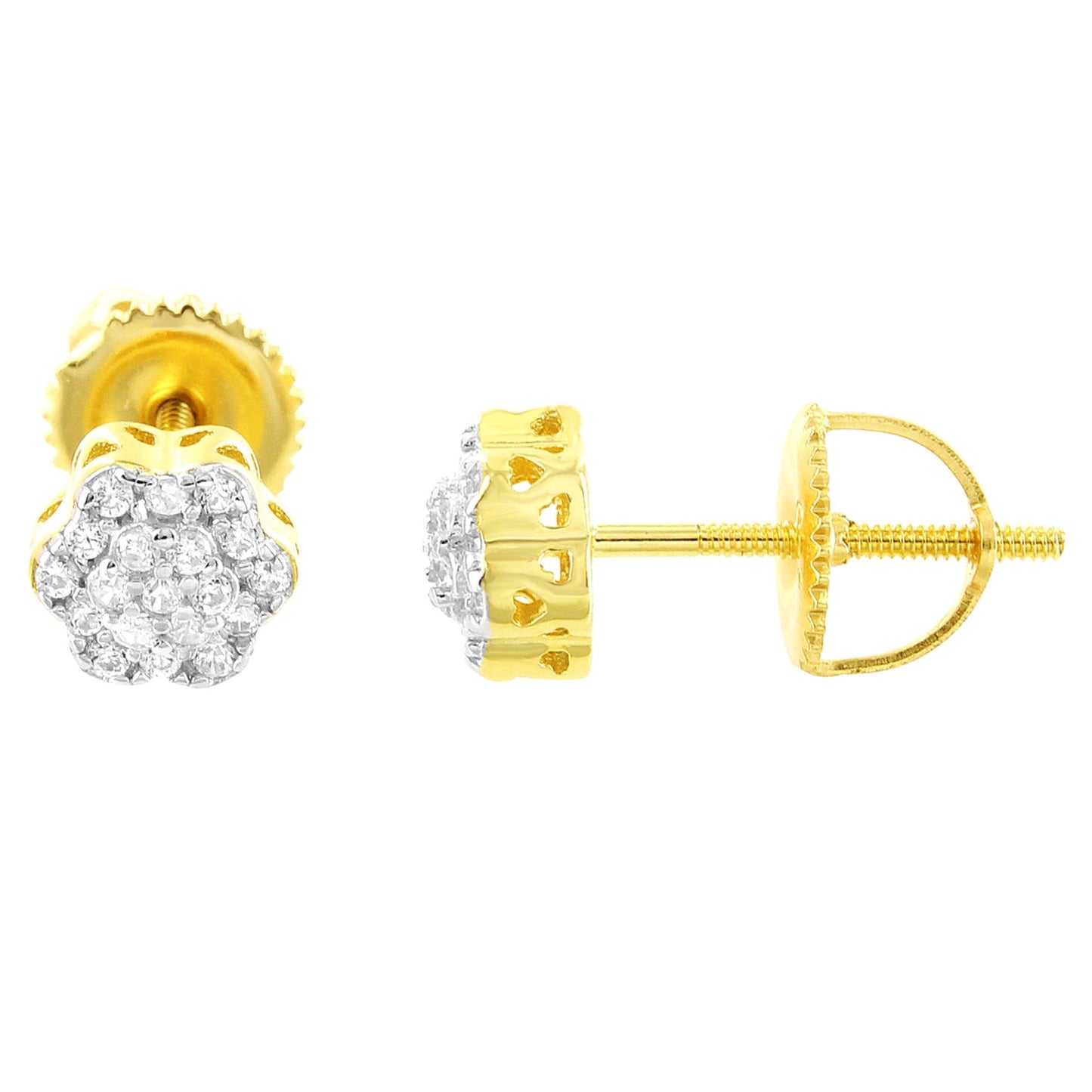 Sterling Silver Round Moissanite Earrings RP+GP 1/6 Cttw