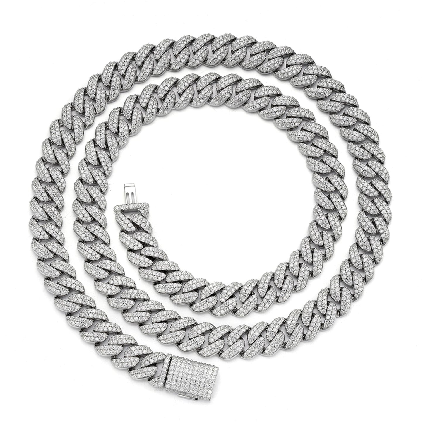Sterling Silver Moissanite 10Mm Cuban Chain 22 Inch RP 13-5/8 Cttw