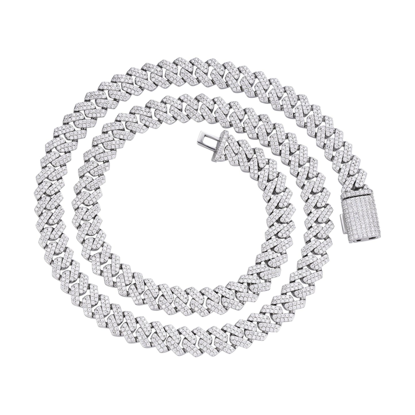 Sterling Silver 8mm Round Moissanite Cuban 20 Inch Necklace RP 8-1/3 Cttw