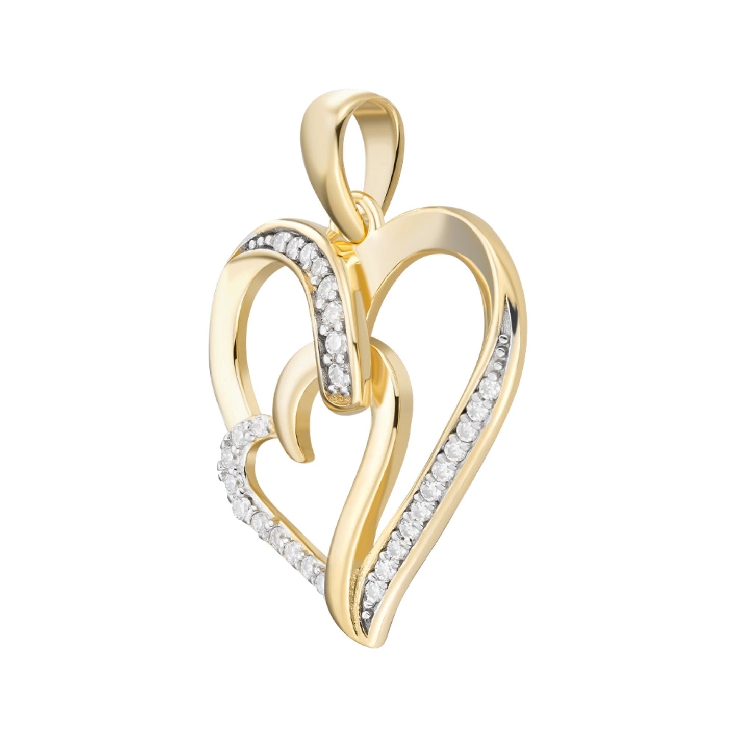 Sterling Silver Round Moissanite Double Heart Infinity Designer Pendant RP+GP 1/6 Cttw