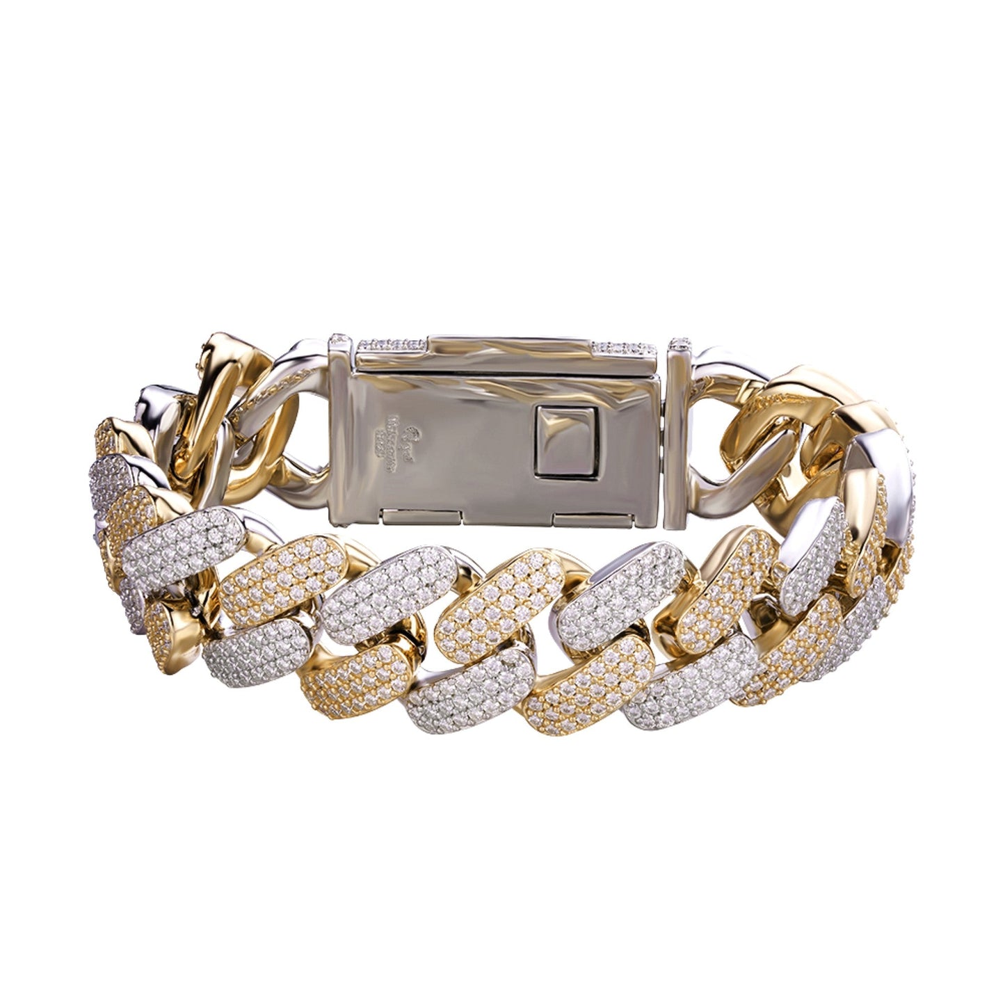 Sterling Silver Moissanite18mm Miami Cuban 8.50 Inch Mens Bracelet RP+GP 17-1/3 Cttw