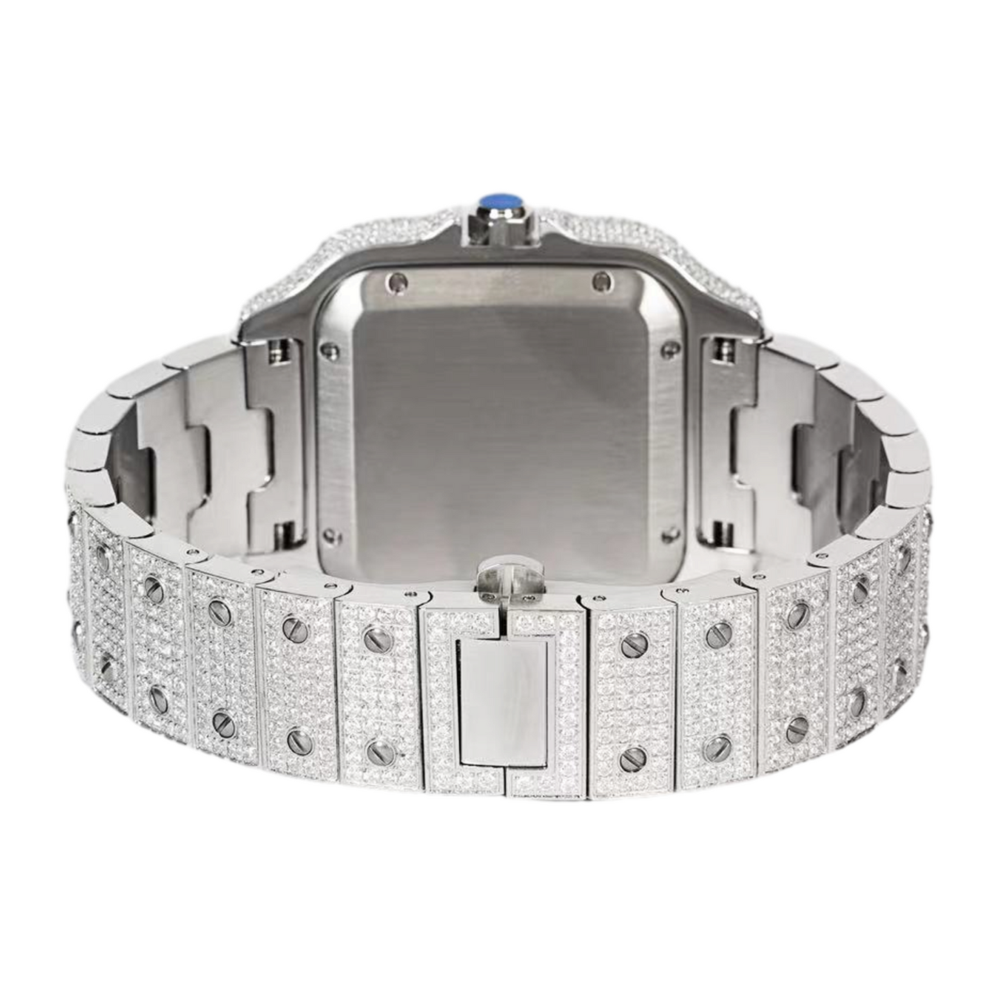 Moissanite Stainless Steel White Band with Dark Grey Dial Mens Watch 20-1/5 Cttw