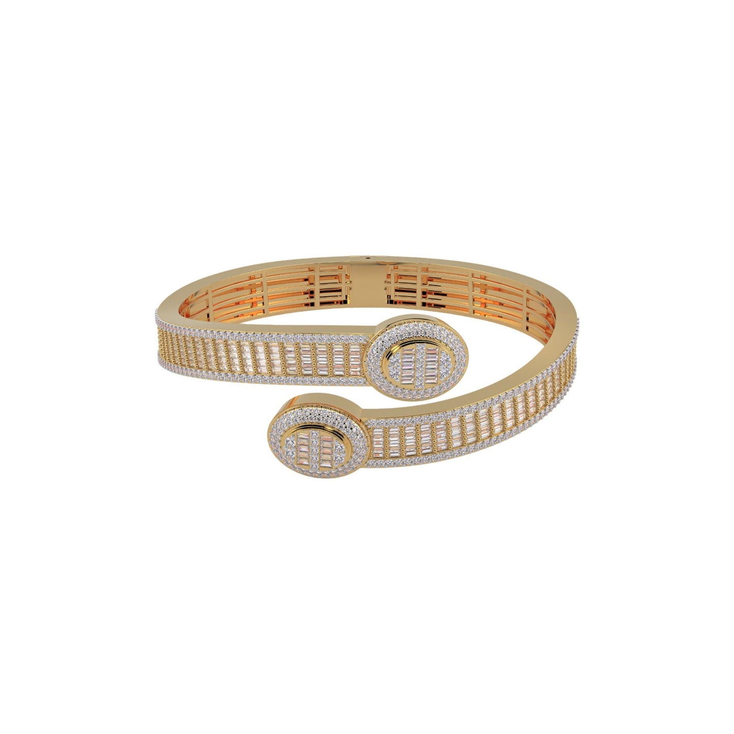 10K Yellow Gold Bangle Bracelet 5-3/4 Cttw