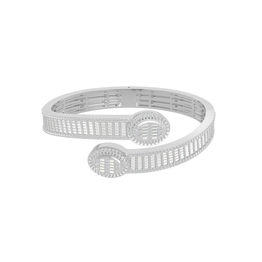 10K White Gold Tw Baguette Bangle Bracelet  5-1/2 Cttw