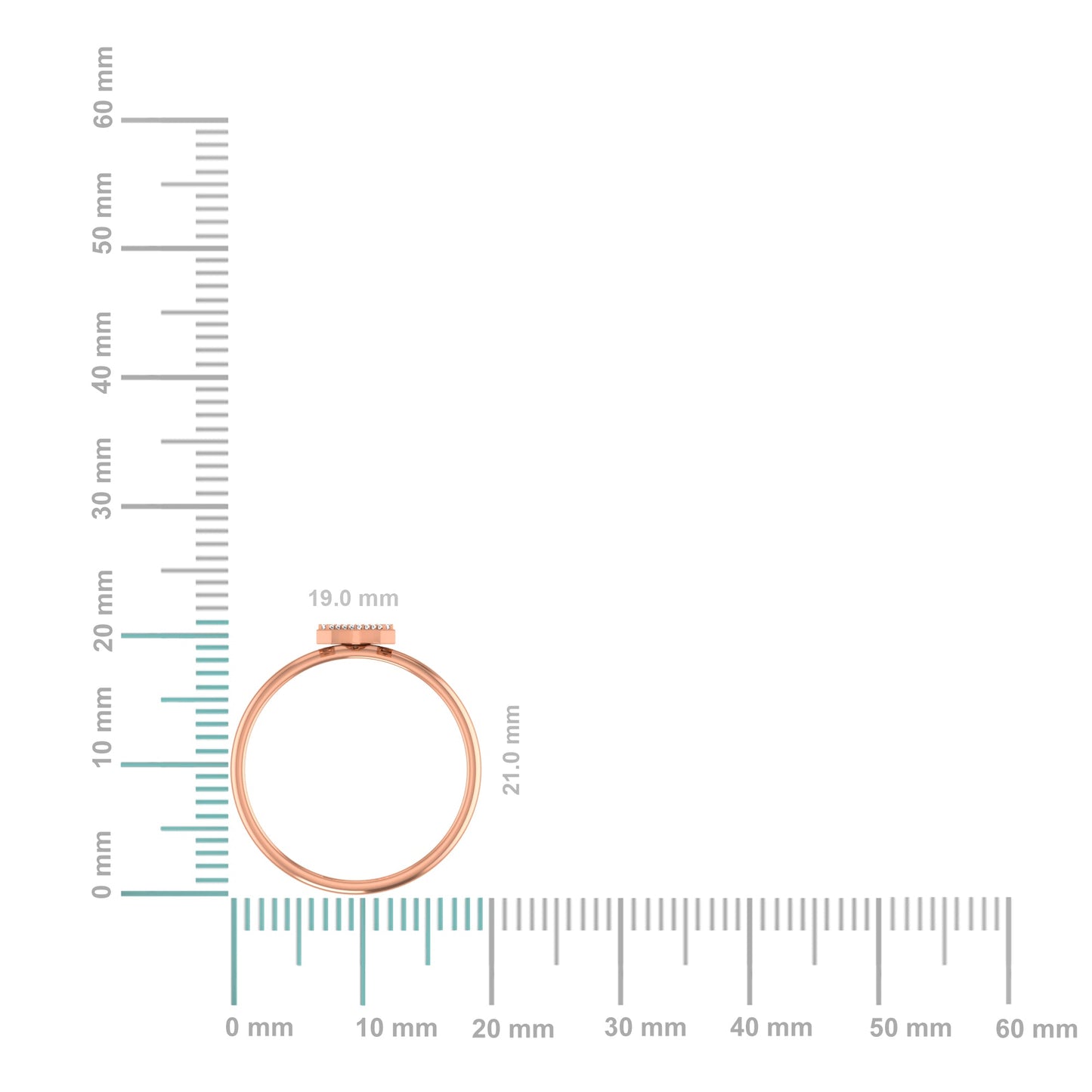 10K Rose Gold Womens Round Diamond M Initial Letter Ring 1/10 Cttw