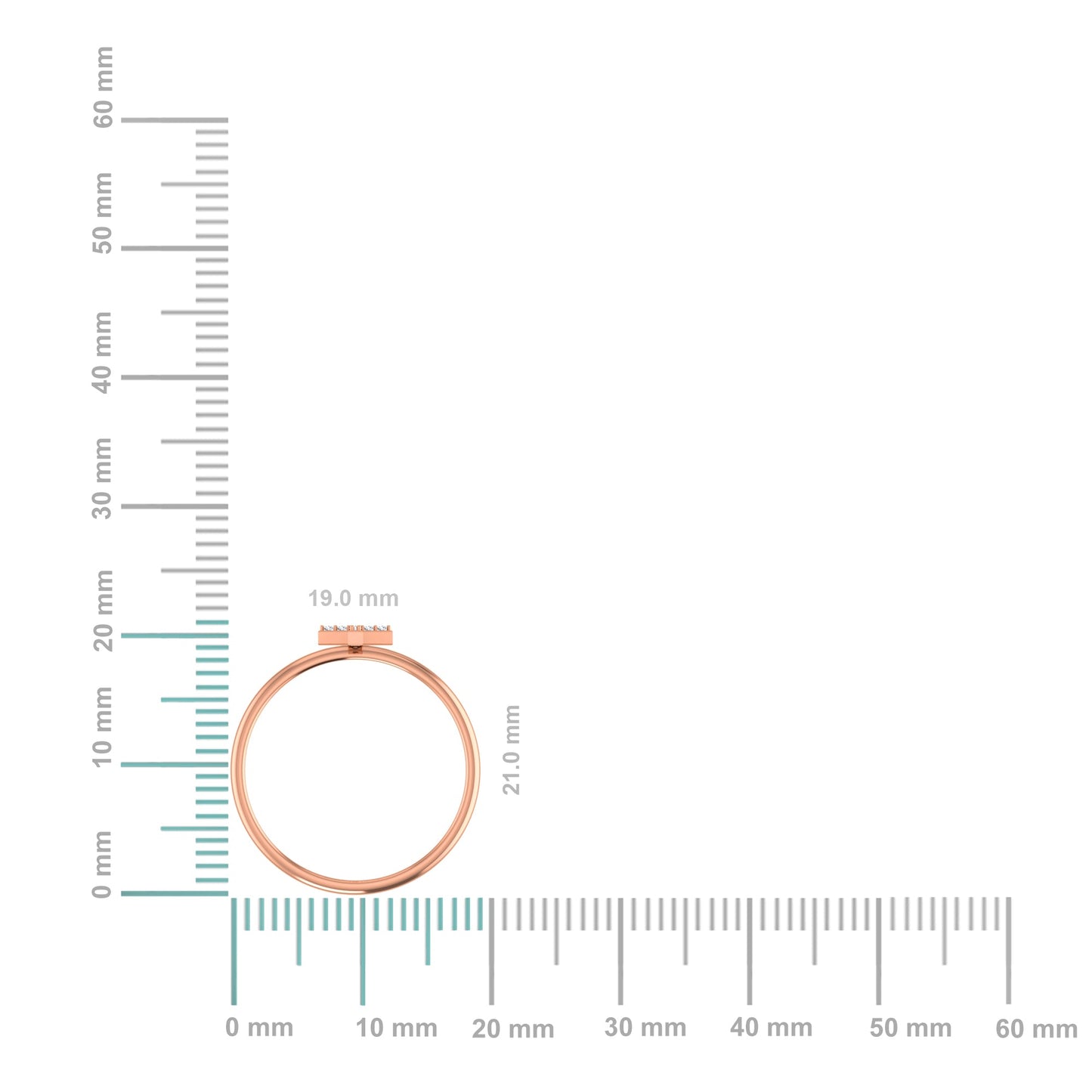 10K Rose Gold Womens Round Diamond T Initial Letter Ring 1/25 Cttw