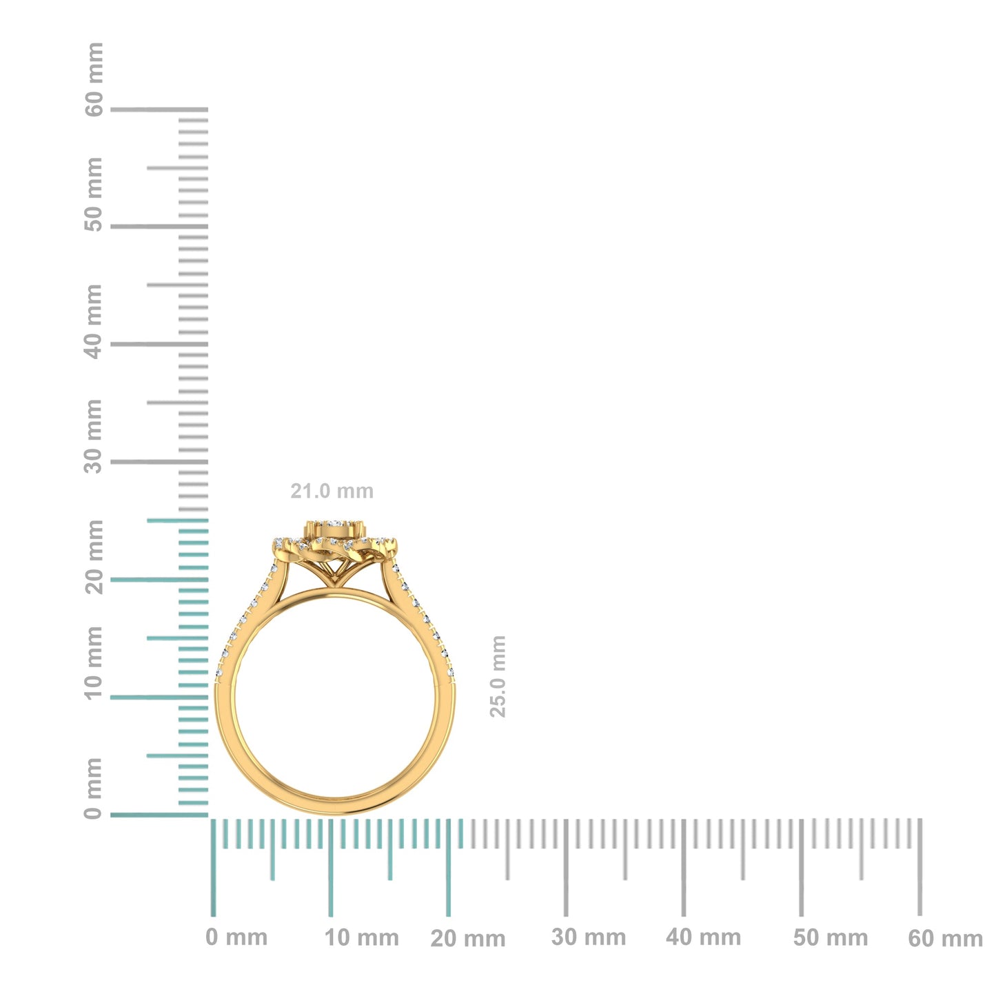 14K Yellow Gold Round Diamond Womens Flower Designer Ring 5/8 Cttw