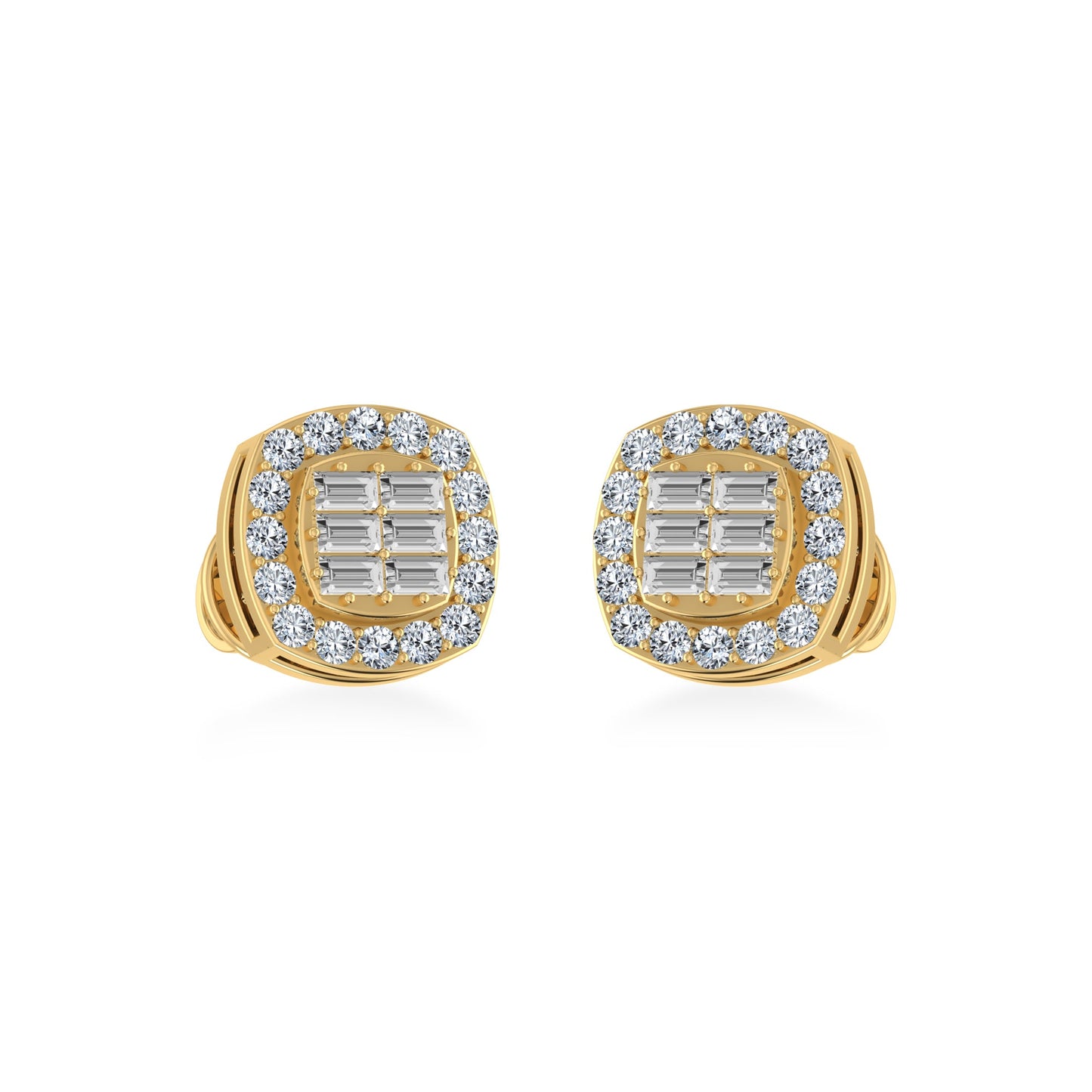 14K Yellow Gold Diamond Designer Stud Earring 1/3 Cttw