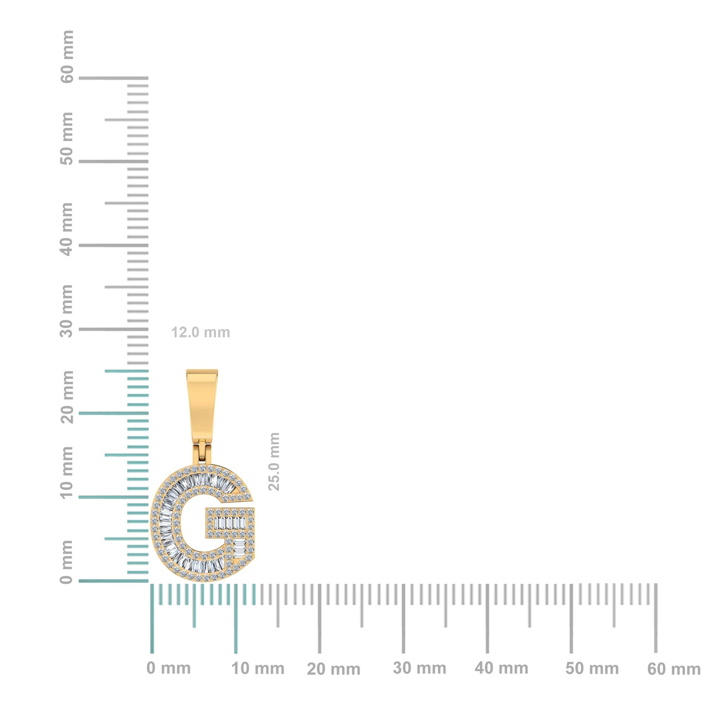 10K Yellow Gold Baguette Diamond Initial G Letter Pendant 1/2 Cttw