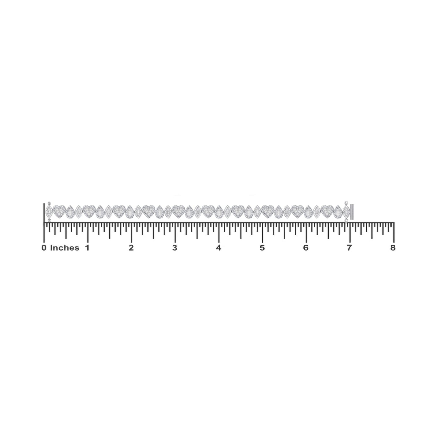 10K White Gold Round Baguette Diamond Designer 7 Inch Bracelet  2-3/8 Cttw