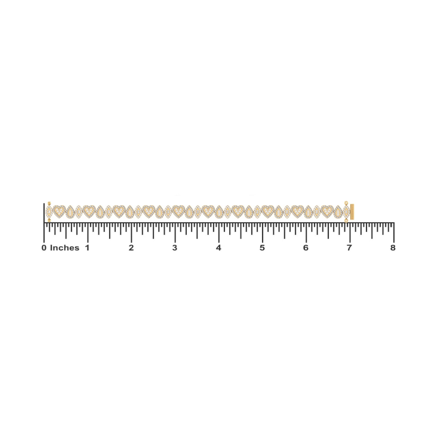 10K Yellow Gold Round Baguette Diamond Designer 7 Inch Bracelet  2-3/8 Cttw