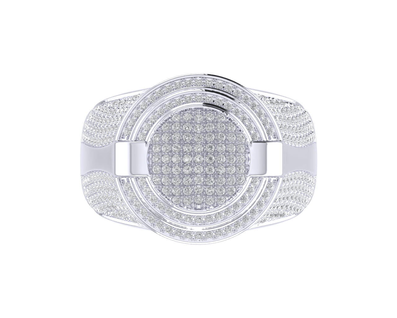 S.Silver Round Diamond Double Halo Designer SZ 10 Mens Ring 1-1/4 Cttw