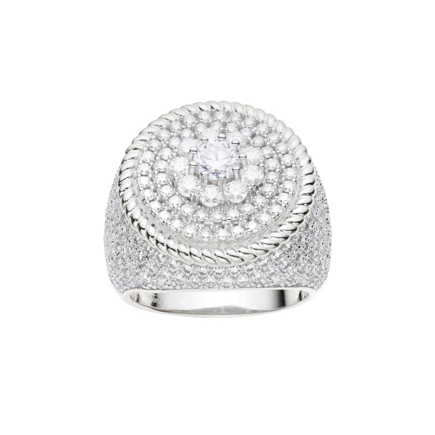 Sterling Silver Moissanite Carat Mens Ring Size 10 (RP) 4-1/2 Cttw