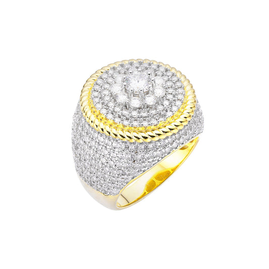 Sterling Silver Moissanite Mens Ring Size 10 (RP)+GP 4.1/2 Cttw
