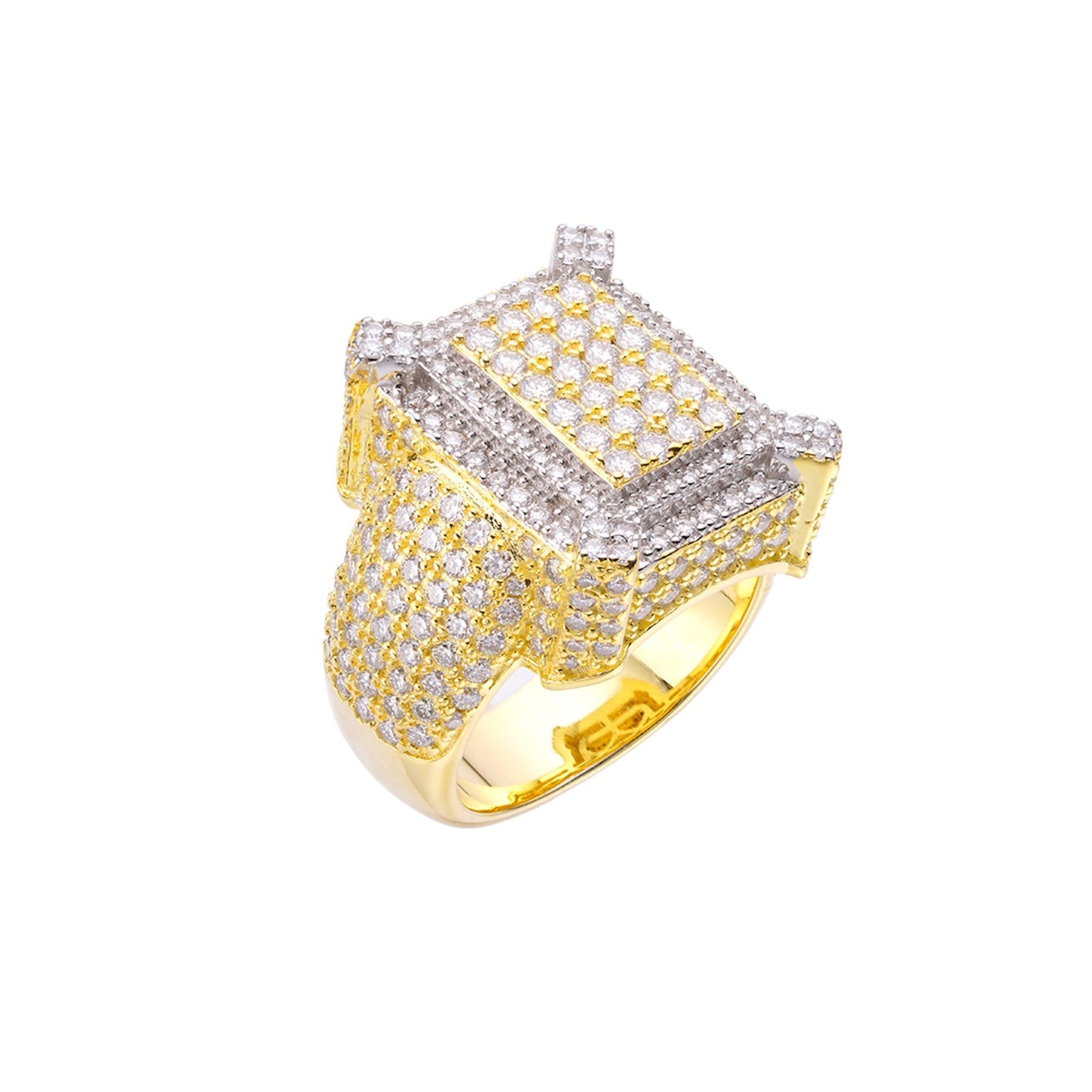 Sterling Silver Round Moissanite Square Shape Sz 9 Mens Ring RP+GP 3-3/4 Cttw