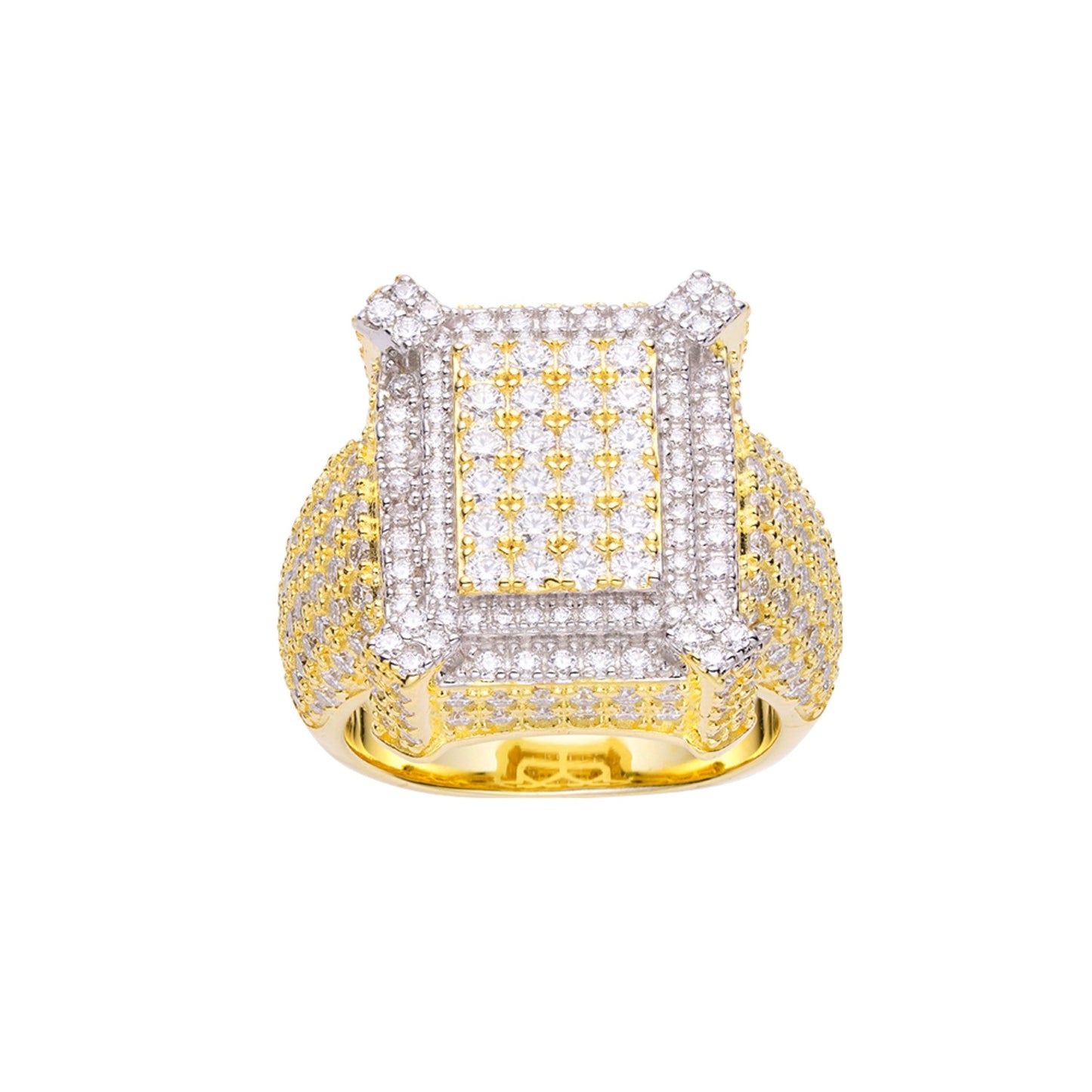 Sterling Silver Round Moissanite Square Shape Sz 9 Mens Ring RP+GP 3-3/4 Cttw