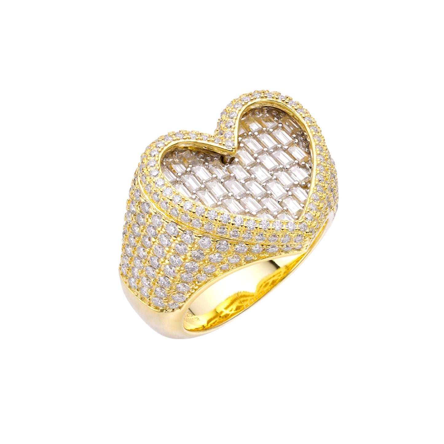Sterling Silver Round Moissanite Heart Shape Designer Sz 9 Mens Ring RP+GP 5 Cttw