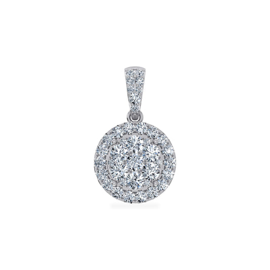 14K White Gold Moissanite Round Shape Womens Designer Pendants 7/8 Cttw