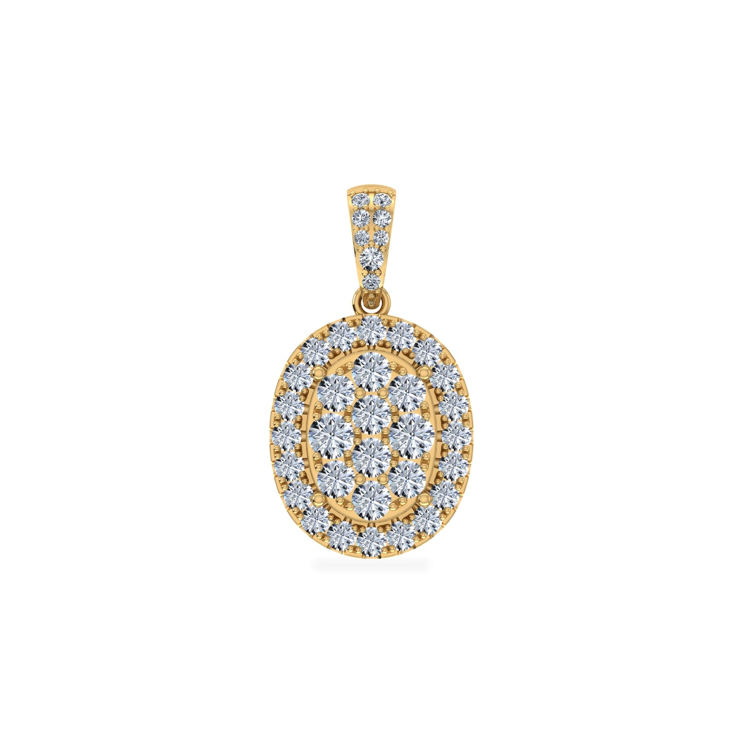14K Yellow Gold Moissanite Oval Shape Halo Floral Womens Designer Pendants 1-1/4 Cttw