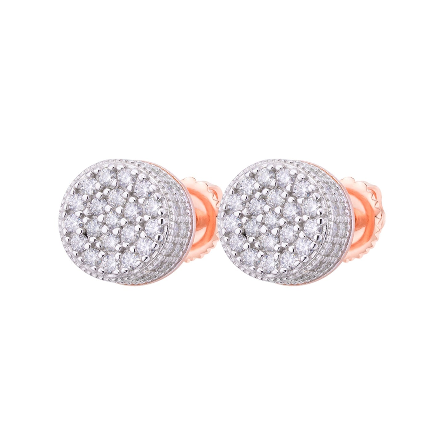 Sterling Silver Round Moissanite Cluster Designer Stud Earrings RP+PP 7/8 Cttw