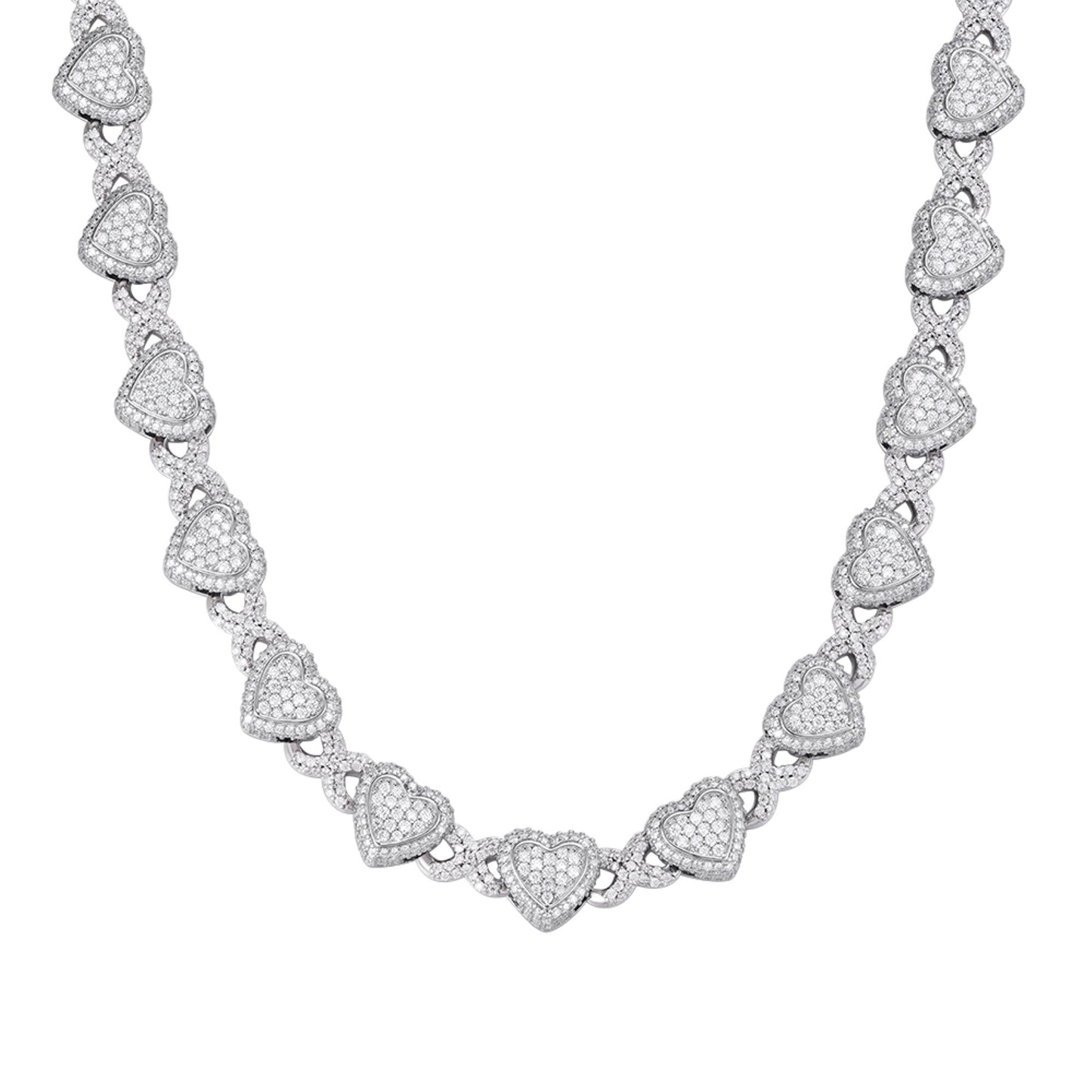 Sterling Silver Round Moissanite Infinity Heart Designer 18 Inch Necklace RP 19 Cttw