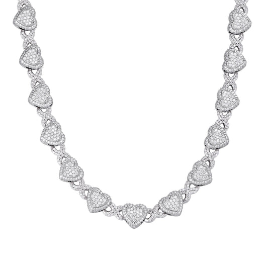 Sterling Silver Round Moissanite Infinity Heart Designer 18 Inch Necklace RP 19 Cttw