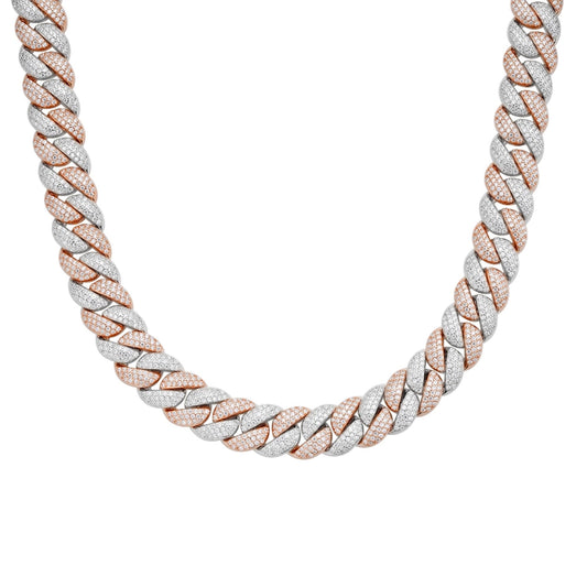 Sterling Silver 12mm Round Moissanite Cuban 22 Inch Mens Necklace RP+PP 18-7/8 Cttw