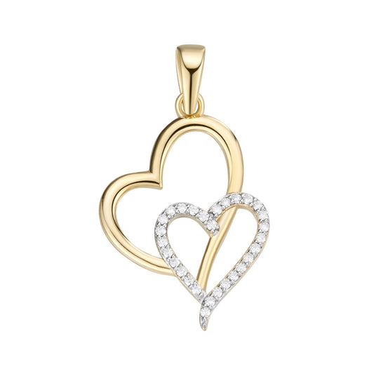 Sterling Silver Round Moissanite Double Heart Infinity Designer Pendant RP+GP 1/6 Cttw