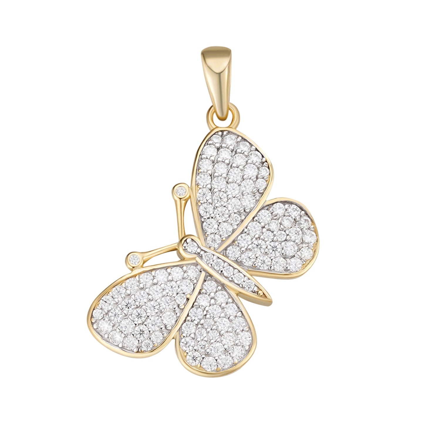 Sterling Silver Round Moissanite Butterfly Animal Pendant RP+GP 1 Cttw