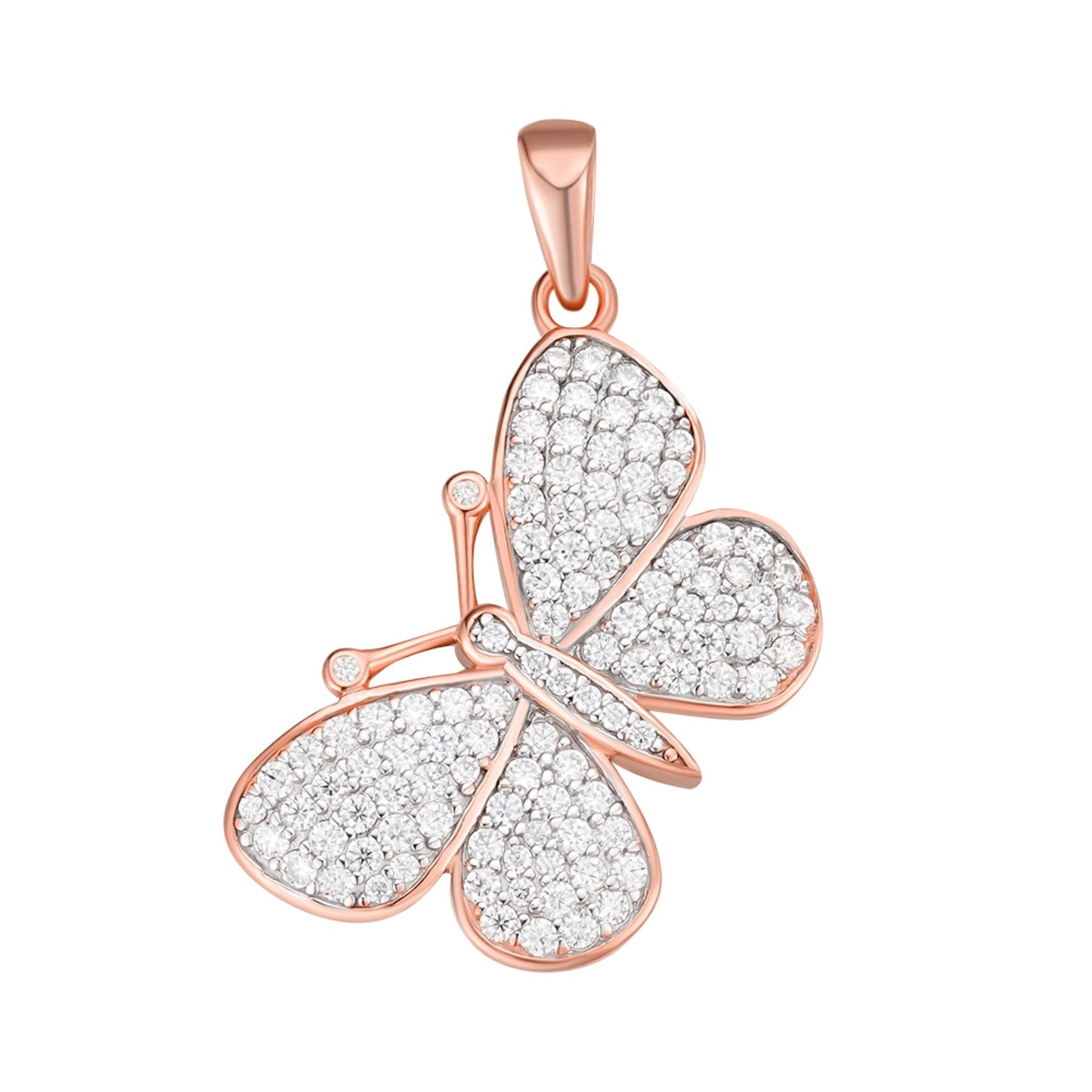 Sterling Silver Round Moissanite Butterfly Animal Pendant RP+PP 1 Cttw