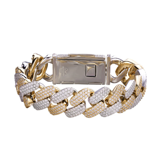 Sterling Silver Moissanite18mm Miami Cuban 8.50 Inch Mens Bracelet RP+GP 17-1/3 Cttw