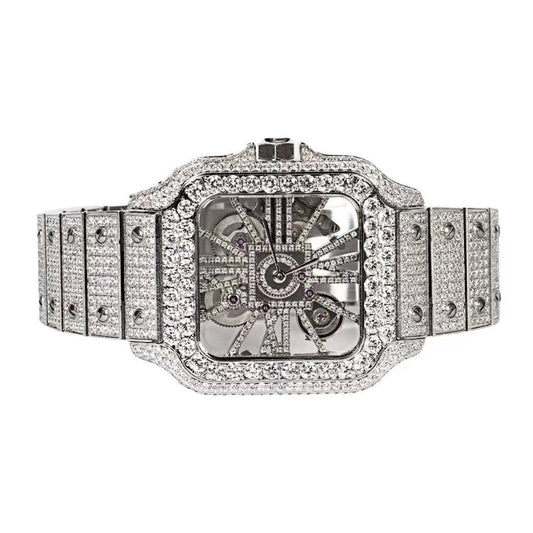 Moissanite Stainless Steel White Band Mens Watch 20-1/5 Cttw