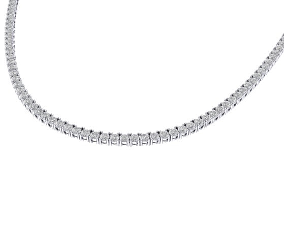 10K White Gold 3mm Round Cvd Diamond 18 Inch Tennis Necklace 15-5/8 Cttw