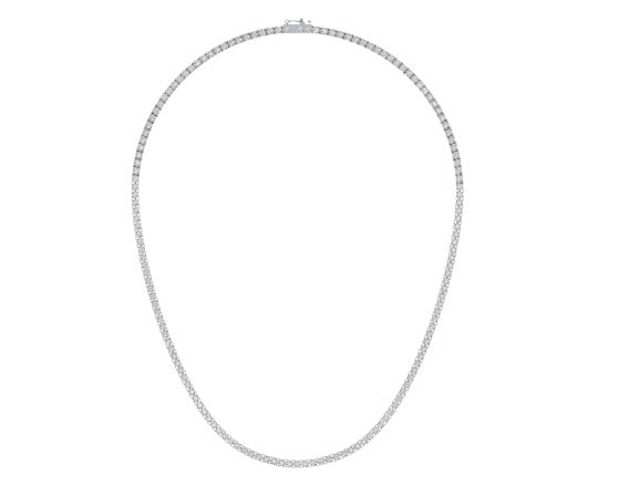 10K White Gold 3mm Round Cvd Diamond 18 Inch Tennis Necklace 15-5/8 Cttw