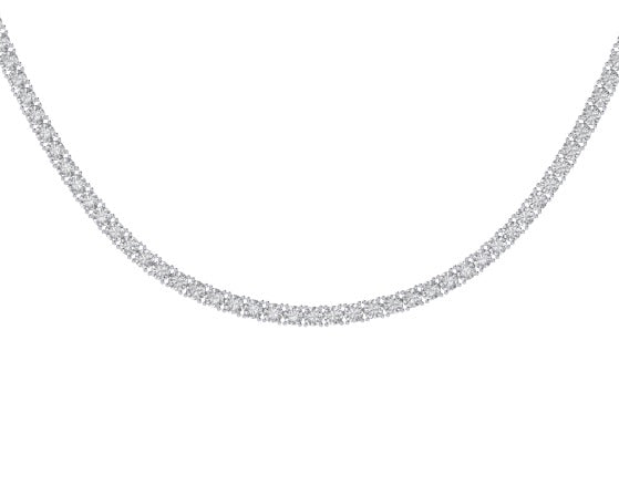 10K White Gold 4mm Round Cvd Diamond 22 Inch Tennis Necklace 32-3/8 Cttw