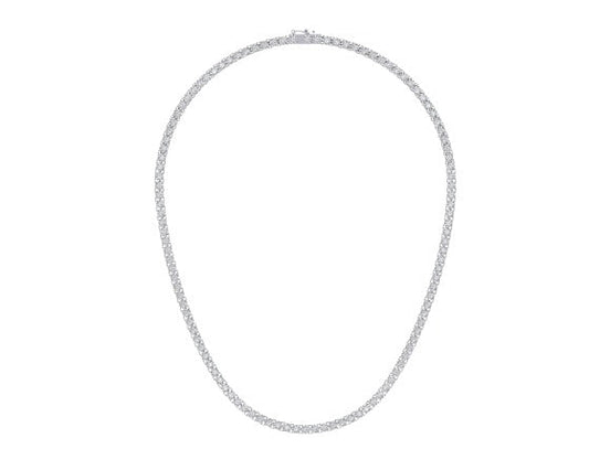 10K White Gold 4mm Round Cvd Diamond 22 Inch Tennis Necklace 32-3/8 Cttw