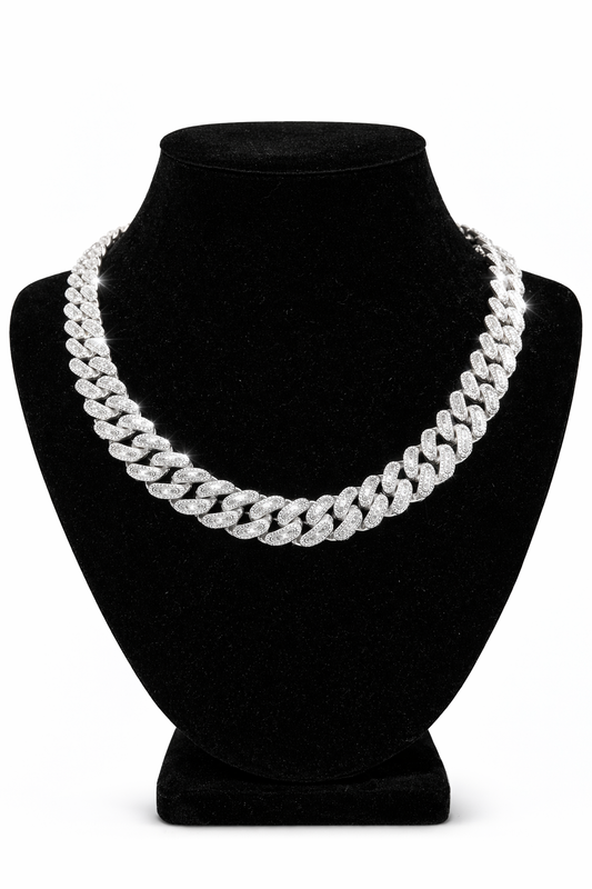 14 MM 925 Silver VVS1 D Moissanite Baugette Cuban Chain