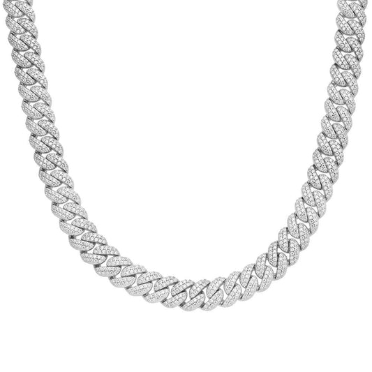 Sterling Silver Moissanite 8mm Cuban Chain 22 Inch RP 15-1/8 Cttw