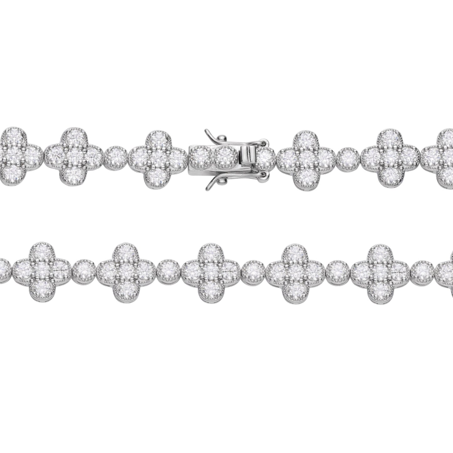 Sterling Silver Round Moissanite Designer Bracelet 8.5 Inch RP 7-1/3 Cttw
