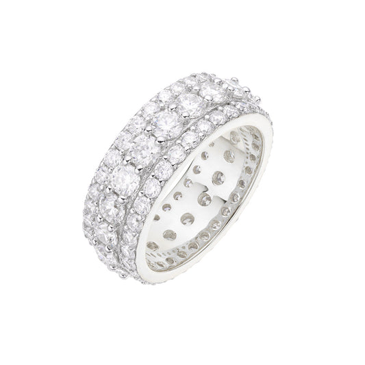 Sterling Silver Round Moissanite Designer Sz 8 Mens Ring 6-3/4 Cttw RP