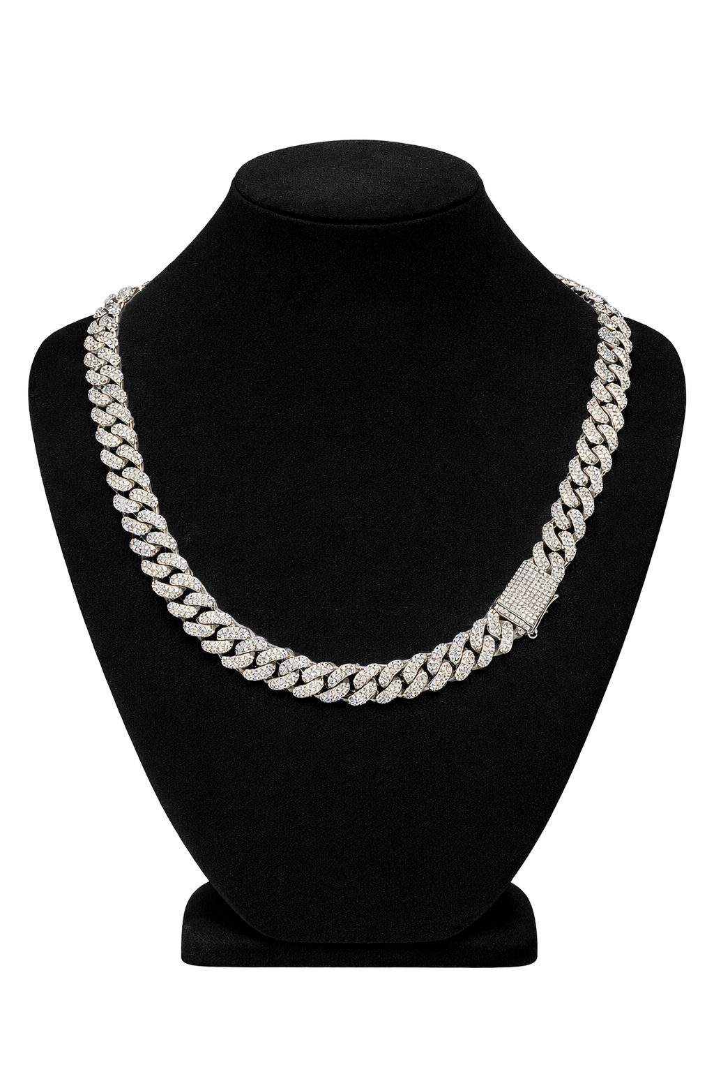 10k White Gold & Natural Diamond 14mm Cuban Chain 22 inches