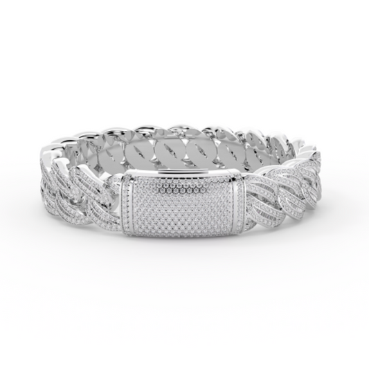 10K White Gold Tw Cuban Baguette Bracelet 8.5Inches  9-1/2 Cttw