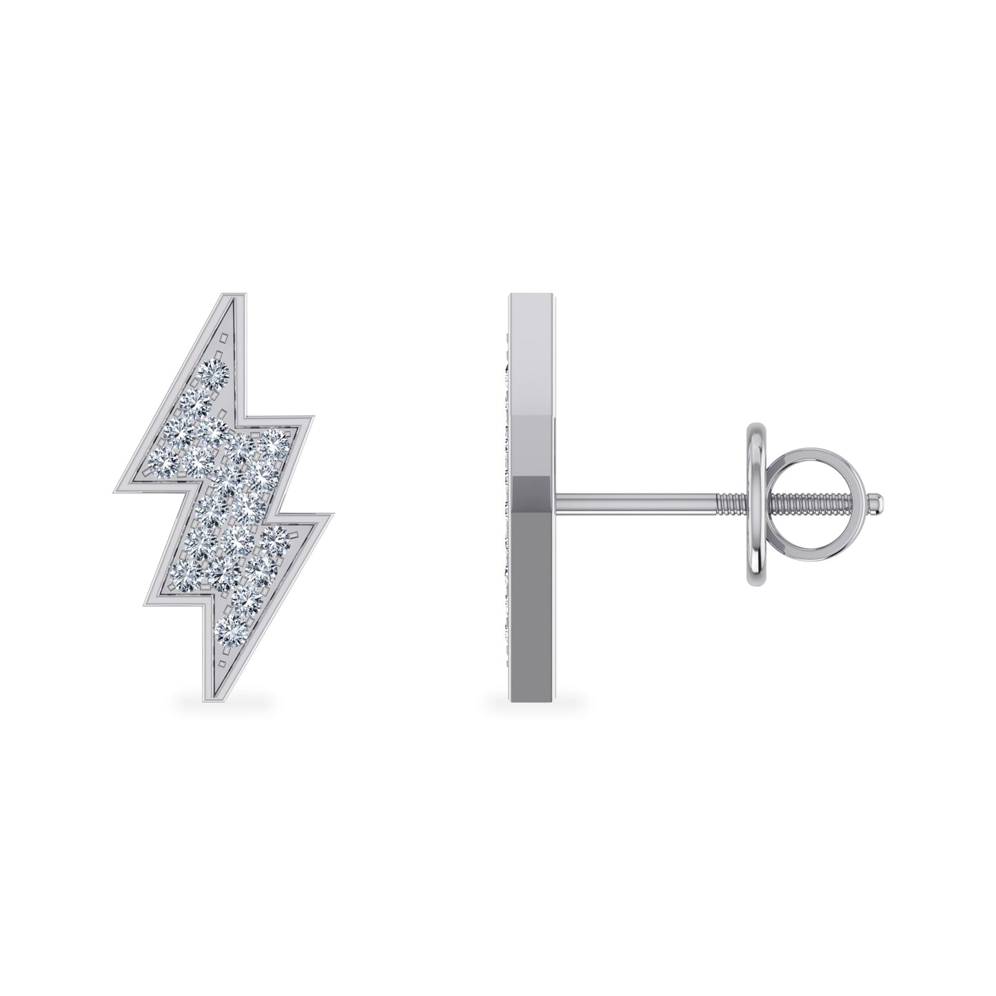 10K White Gold Flash Designer Earrings 1/8 Cttw