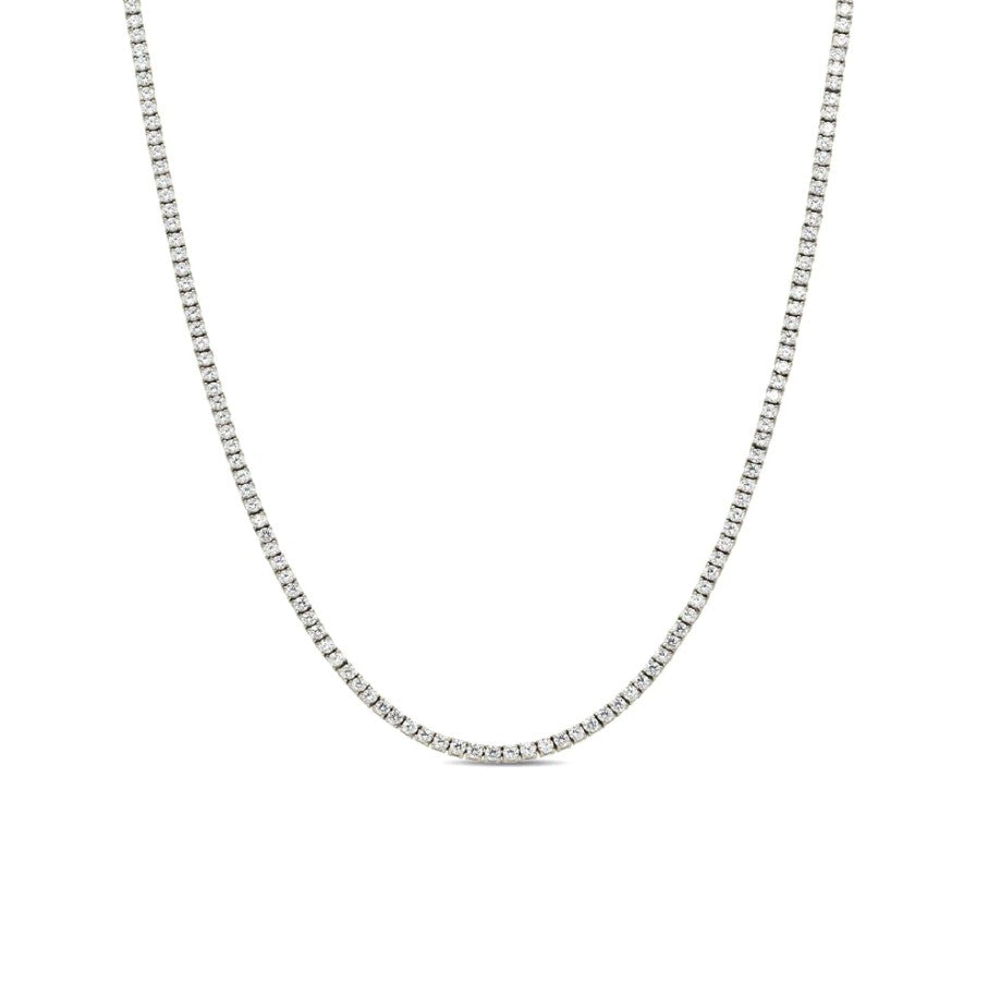 Sterling Silver 3mm CZ Tennis One Row Chain 4 Prong 22 Inch Necklace RP