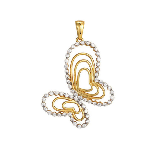 Sterling Silver CZ Butterfly Animal Pendant RP+GP