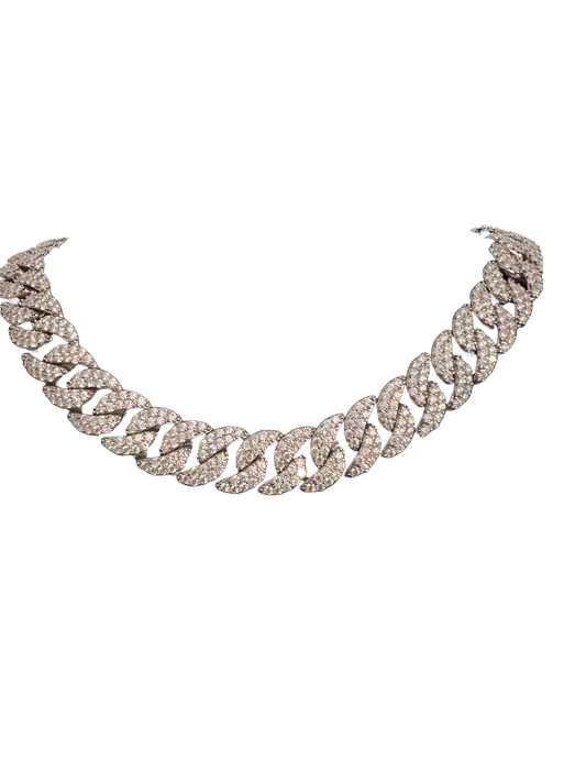 19mm Silver Moissanite Cuban Chain 22 Inches