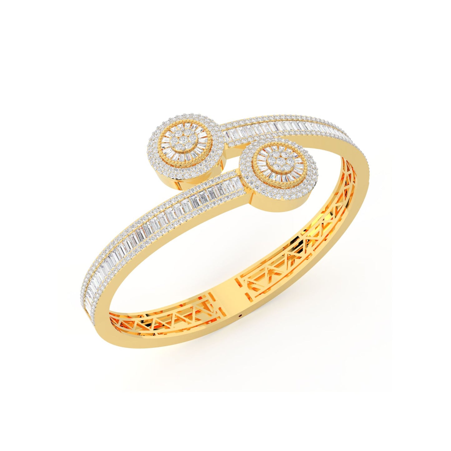 10K Yellow Gold Designer Baguette Bracelet 7 Cttw